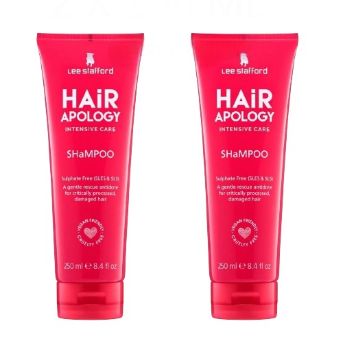 Lee Stafford Hair Apology Intensive Care Shampoo,sulphate Free,vegan ,2X250ml
