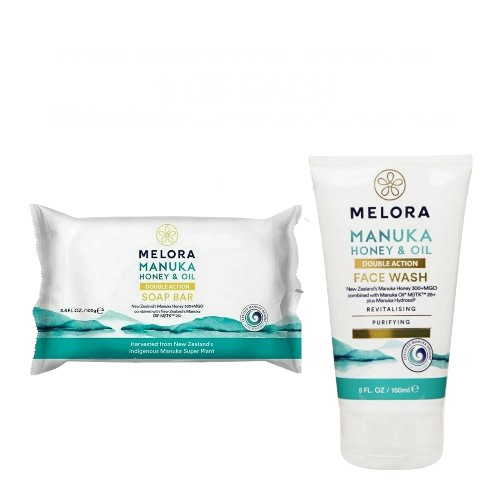 Melora Manuka Honey & Oil Face Wash 150G & Melora Double Action Bar Soap100G