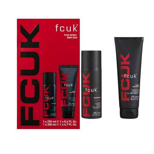 FCUK SPORT 2-Piece Gift Set for Him – Hair & Body Wash 250ml + Body Spray 200ml