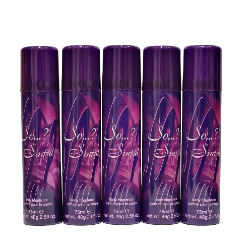 SO...? SINFUL Body Spray Fragrance With Attitude Perfume Pour Le Crops, 5X 75ML