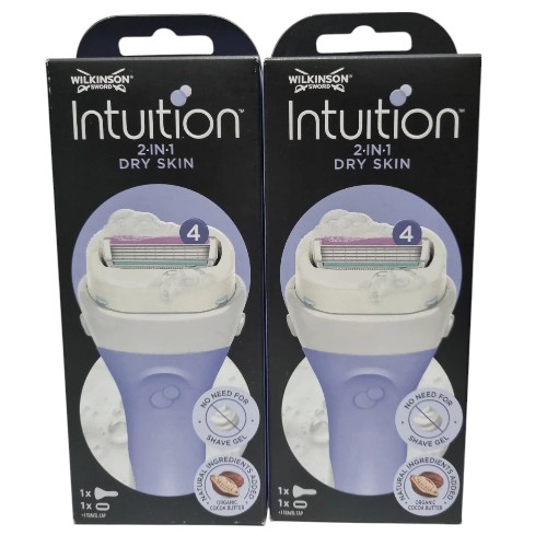Wilkinson Sword Intuition 2 in 1 Dry Skin 4 Blades Razor for Women [ 2 Pack ]