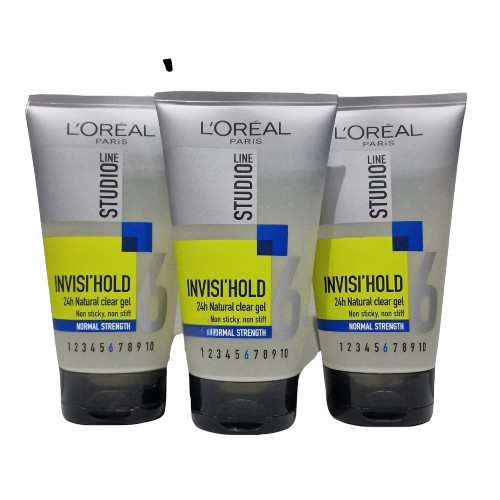 Loreal Studio Line Invisi Hold Natural Clear Men Hair Gel Non Sticky 150ml,3PACK