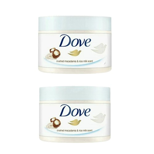 Dove Exfoliating Body Scrub Macadamia & Rice Milk , TwinPack 225ML