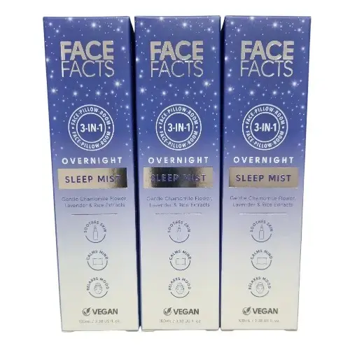 Face Facts Overnight 3 in 1 Sleep Mist chamomile flower lavender & rice Extract,3X