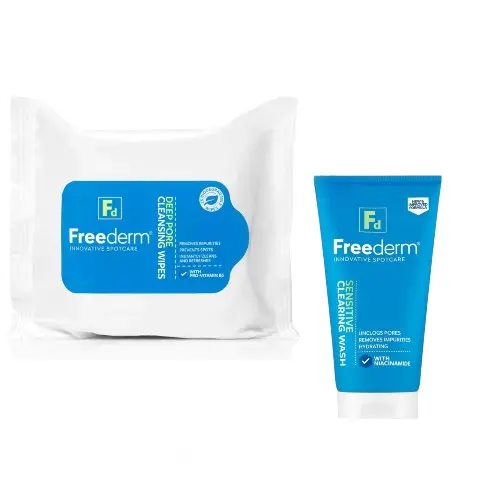Freederm Sensitive clearing Wash-150 ML + Deep Pore cleansing 25Wipes,1 Of Each