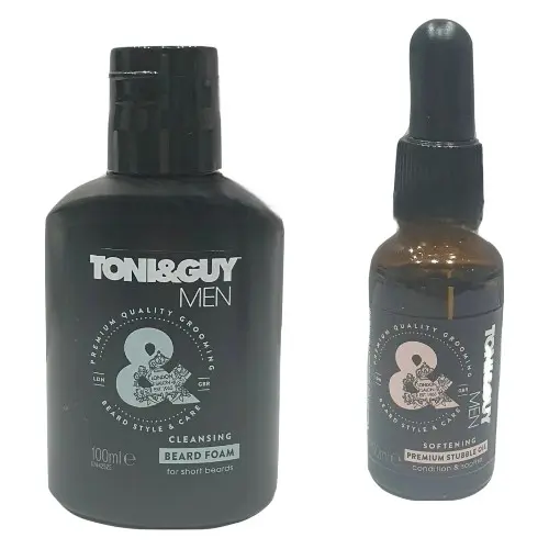 Toni & Guy Men Softening Premium Stubble Oil 30ml & Cleansing Beard Foam 1 of Each