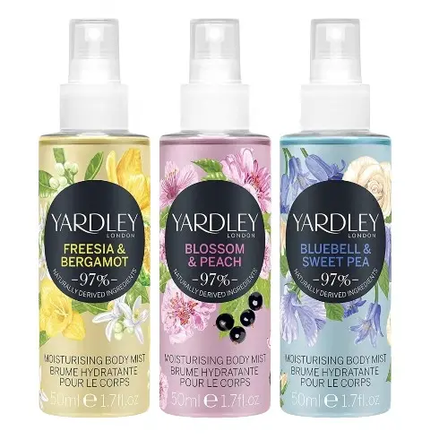 Yardley London Mini moisturising Fragrance body Mist collection Trio Set, 3X 50ML