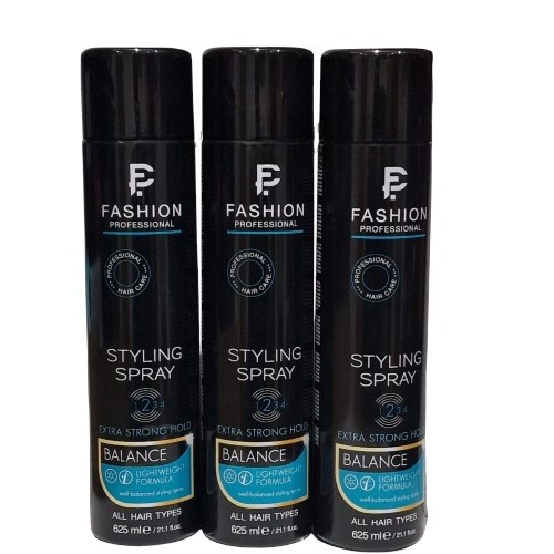 Fashion Professional Styling Spray Extra Strong Hold Lightweight Formula, 3 x 625ml