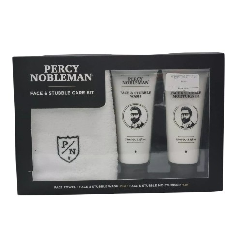 Face & Stubble Care Kit by Percy Nobleman - Moisturiser, Wash and Face Towel Kit