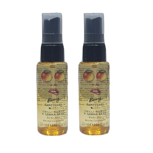 Being by Sanctuary Spa chilli mango & tonka bean Body Mist,2X 50 ml travel size