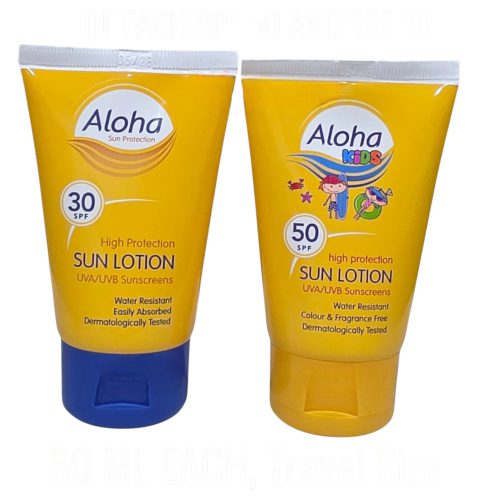 Aloha Sun Lotions – Kids SPF 50 AND SPF 30 Pocket Duo Pack – 50ml Travel Size