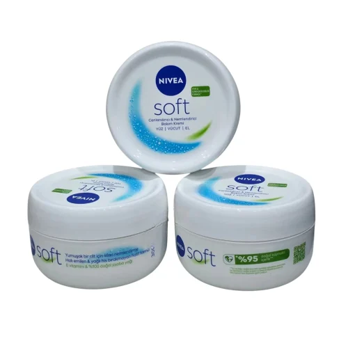 NIVEA Soft Moisturising Cream Face Body & Hands Vitamin E & Jojoba oil,3X 300ML