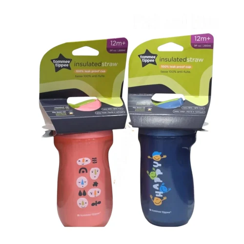Tommee Tippee Insulated Straw Cup 2 Pack, Pink and Blue as picture , 266ml,12m+