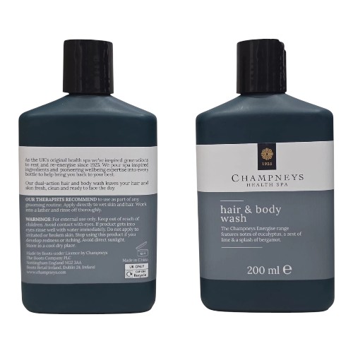 Champneys Energise range health Spa mens hair And Body wash ☆ 2 Pack ~ 200mL