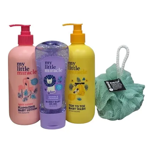 My Little Miracle Baby Care Set Lotion,baby Wash,Oil Gel & Body Puff, 3 pcs set
