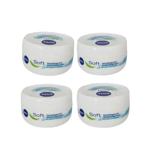 NIVEA Soft Moisturising Cream for face, Hands And body CREAM Travel size 4 X50ML
