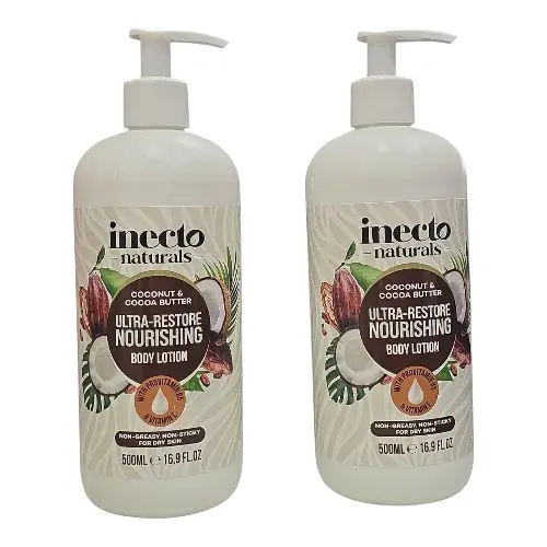 Inecto Naturals Ultra-Restore Coconut&Cocoa Butter Hydrating Body Lotion,2X500ml