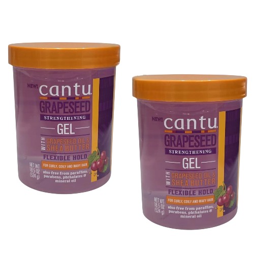 Cantu Grapeseed Strengthening Gel For Curly ,Coily And Wavy Hair 524g, Twin Pack