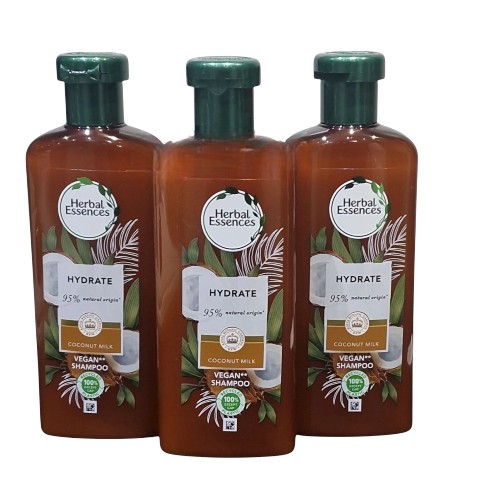 Herbal Essences Bio Renew HYDRATE Coconut Milk Shampoo 250ml, 3 PACK, VEGAN**